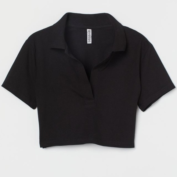Collared Black Crop Top from H&M Size M - Picture 1 of 3